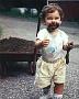 Zach after sampling the contents of the wheelbarrow